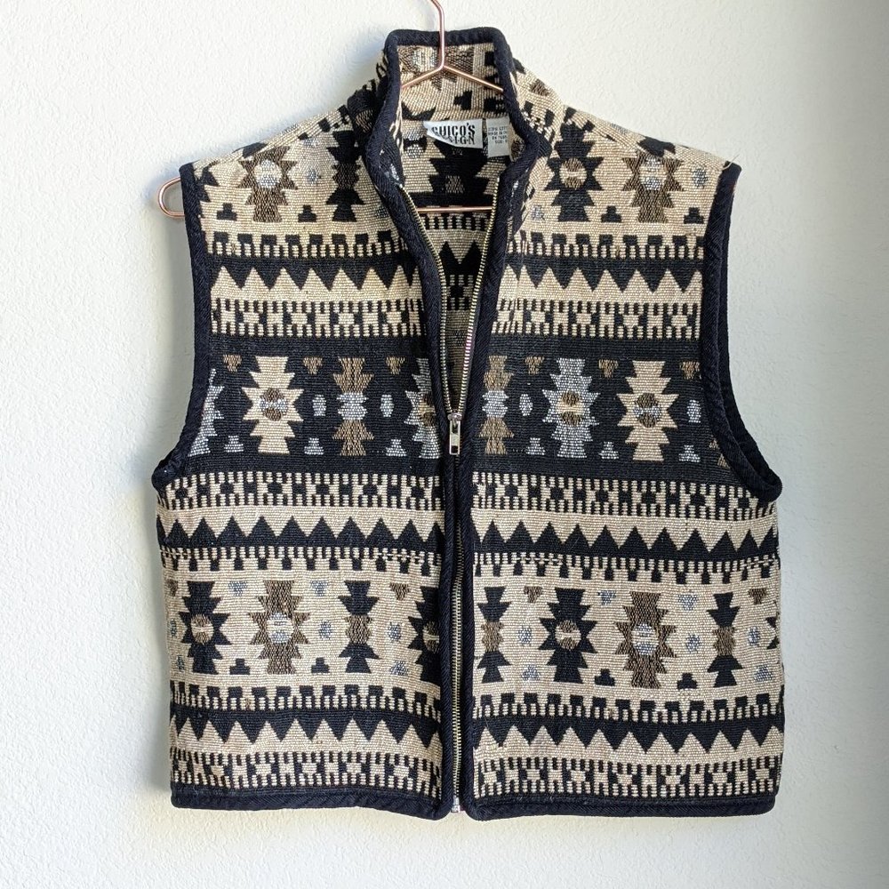 Vintage Chico's Soutwestern Aztec Design Vest